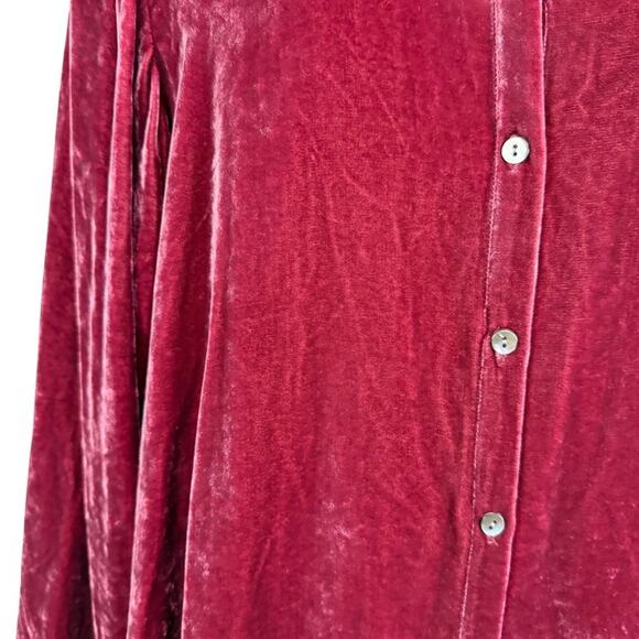 J Jill Womens Velvet Silk Blend Button Up Longline Long Sleeve Shirt Top sz L - Picture 6 of 16